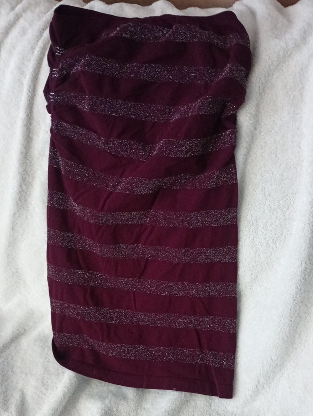 Burgundy Strapless Glitter Stripe Tube Top